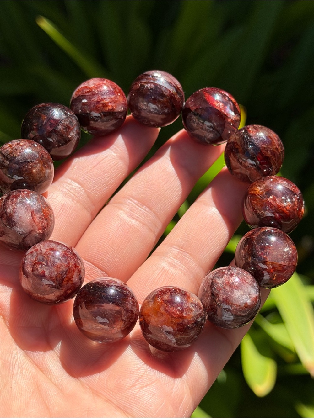 Red Cherry Jasper Stretch Beaded Bracelet - Unbranded Palo